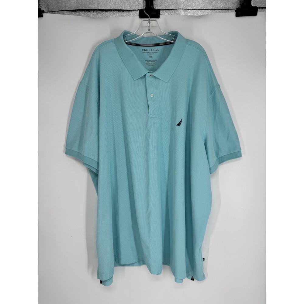 Nautica Performance Deck Polo Shirt 6XL Golf Short Sleeve Light Blue Classic Fit